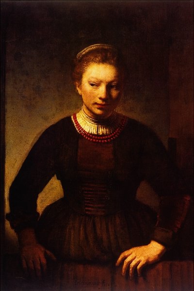 Girl at an Open Half-Door by Rembrandt van Rijn